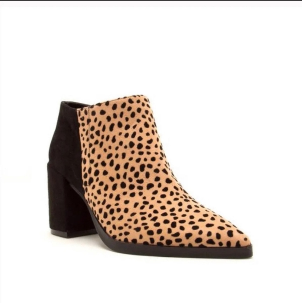 Leapord & black Faux Suede Ankle Booties - Picture 2 of 5